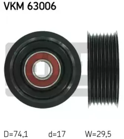 VKM 63006 SKF Паразитный / ведущий ролик, поликлиновой ремень VKM 63006 SKF Паразитный / ведущий ролик, поликлиновой ремень